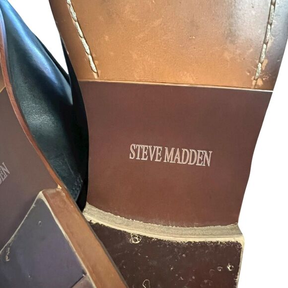 Steve Madden Loafers Shoes Mens Size 9.5 Black SWAVEY Horsebit Mule Slip-On - Picture 7 of 11